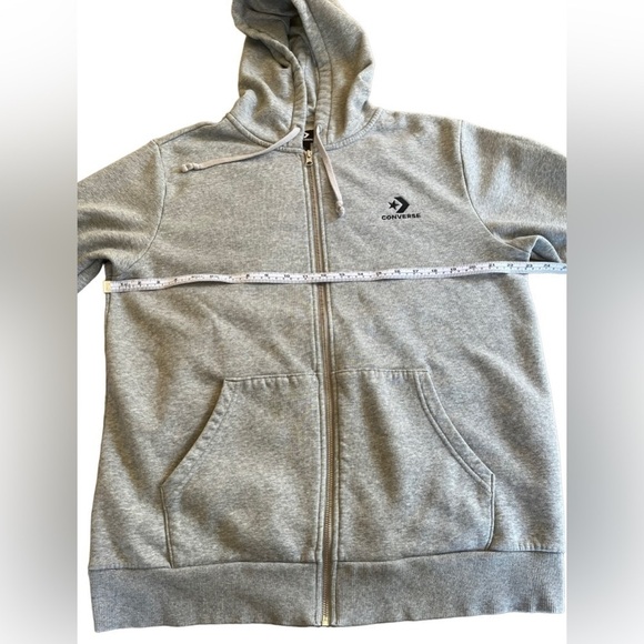 Converse embroidered star chevron full zip hoodie size L Vintage Grey Heather - Picture 9 of 14